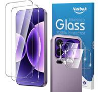 Natbok Cristal Templado para Xiaomi Mi 17 Pro Max 5G 6,9", 2 Piezas Protector Pantalla Luneta Trasera, 2 Piezas Protector de Lente de Cámara, Dureza 9H, Antihuellas, Sin Burbujas, Ultra HD Film