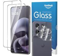 Natbok Protector de Pantalla para Motorola Moto G67/Moto G77/Moto G87 5G, [2+2 Piezas] Cristal Templado con Protección de Cámara Antihuellas Sin Burbujas Premium Vidrio Templado para Moto G67