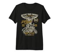 Natchez Trace Parkway MS TN USA - Motocicleta con diseño Desgastado Camiseta Premium