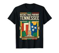 Natchez Trace Parkway Tennessee Bandera Monumento Arte Retro Camiseta