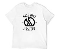 Nate Diaz Jiu Jitsu T-Shirt Graphic Top Printed tee Shirt For Mens White L