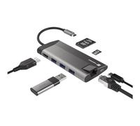 NATEC MULTIPORT Fowler Plus USB-C-Hub USB 3.0 3X HDMI 4K USB-C PD RJ45 SD Micro SD