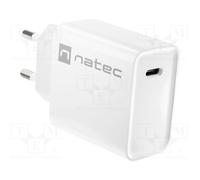 CARGADOR NATEC RIBERA 20W 1XUSB-C PD3.0 QC3.0 BLANCO