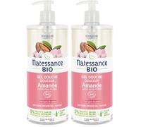 Natessance Hygiène Douche Crème Amande Parfum Pêche de Vigne sans Sulfates 1 L (Paquete de 2)
