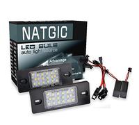 NATGIC 2PCS Luz LED para Placa de Matrícula 3528 Chips 18SMD CAN-BUS Incorporado Luz de Matrícula Impermeable Luz LED para Matrícula Conjunto de Lámpara de Matrícula 12V 3W - 6500K Blanco