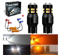 NATGIC 7443 7444NA 7440 7440NA 7441 992 Bombillas LED 3030 24 - Bombillas LED de color dual SMD Blanco/Ámbar Luz de señal de giro sin errores de Canbus con 50W 8ohm Resistencias de carga
