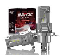 NATGIC Bombilla LED H4 para Faros-Integrar Funciones lejanas y Cercanas,Bombilla Led HB2 sin Ventilador 16000LM 80W,Tamaño 1:1 6000K Conversión de Luces Blancas 9003,Repuesto halógeno H4, Paquet de 2