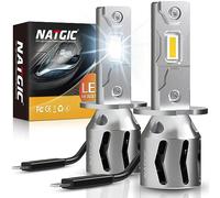 NATGIC Bombillas LED H3, Bombillas de Faros LED H3 con Ventilador 500% de Brillo 16000LM 80W 6500K Blanco Xenón Converter kit para Reemplazo de Lámparas Halógenas Automóviles (Paquete de 2)
