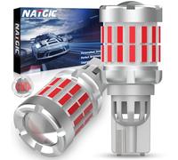 NATGIC Bombillas LED W16W Canbus sin Error, 2 Piezas 921 912 T15 Luces Traseras LED con Lente para Automóviles Bombillas Traseras, Luces de Circulación Diurnas, Luces Traseras (Rojo, 3500K)