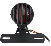 NATGIC Luz Trasera de Motocicleta, 12V Luz de Freno de Motocicleta Universal Luz de Freno Trasera de Estilo Retro Vintage con Soporte para Matrícula Motocicletas y Bicicletas Modificadas - Negro