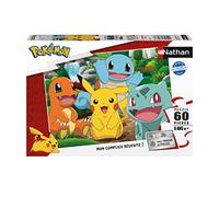 Nathan 86187 - Puzzle Infantil de 60 Piezas, diseño de Pokémon en el Parque para niña o niño a Partir de 6 años, Rompecabezas, cartón Grueso y Resistente, Aventurero, Color Azul
