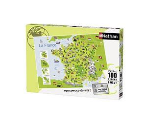 Nathan - 86732 - Puzzle - Tarjeta de Francia - 100 Piezas