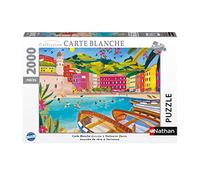 Nathan 87362 - Puzzle de 2000 Piezas, día de ensueño en Vernazza, Nolwenn Denis, para Adultos y niños a Partir de 14 años de Edad, diseño de Tarjeta Blanca