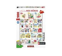 Nathan 87364 - Puzzle de 1000 Piezas, diseño de abecedario de Babar para Adultos y niños a Partir de 12 años - Puzzle Empotramiento Colección Mis Héroes