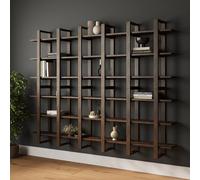 Nathan James Estantes flotantes de pared para libros, estante de exhibición de 3 niveles, estante modular decorativo en madera maciza para dormitorio, guardería, baño o cocina, juego de 6