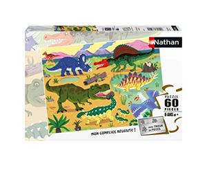 Nathan- Puzzle 60 pièces-Les dinosaures du Crétacé Puzle Infantil, Color (Ravensburger 4005556865710)