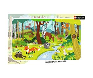 Nathan-Puzzle Marco 15 Piezas - Los Animales del Bosque Infantil, Sombras de Color Verde y marrón (Ravensburger 4005556860111)