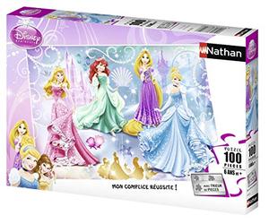 NATHAN - Puzzle Princesas Disney de 100 Piezas (27.5x19.2 cm) (86720)