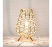 Nathye - Lámpara de mesa A:29 cm E14 diseño bohemio en forma de cesta de mimbre ideal para salones