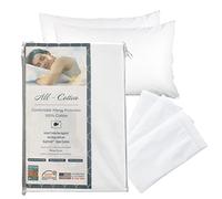 National Allergy Protector de Almohada 100% algodón con Cremallera, tamaño estándar, Color Blanco, Paquete de 4, 300 Hilos, Funda de Almohada hipoalergénica con Cremallera, Funda Transpirable
