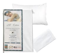 National Allergy Protector de Almohada 100% algodón con Cremallera, tamaño Queen, Color Blanco, Paquete de 2, 300 Hilos, Funda de Almohada hipoalergénica con Cremallera, Funda Transpirable