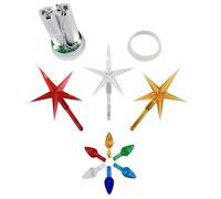 National Artcraft® Kit de luces de cerámica para árbol de Navidad, incluye 144 luces medianas con purpurina con 3 estrellas grandes y 1 inserto de luz LED que funciona con pilas