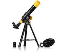 National Geographic Telescopio de Mesa Infantil 40/400 con Montura AZ, 2 oculares, brújula integrada y Soporte para Smartphone, Color Negro, 9140400