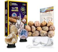 National Geographic Abre Tú Mismo 15 Geodas Premium - Incluye Gafas, Guía Didáctica y 3 Soportes de Exhibición