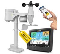 National Geographic Estación meteorológica radiocontrolada con sensor exterior con WLAN, centro meteorológico a color con sensor profesional 7 en 1 para viento, humedad, temperatura, precipitaciones, nivel de radiación ultravioleta e intensidad de la luz