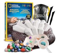 National Geographic Gran Kit de Excavación de Gemas - Extrae 50 Gemas Reales, Juego de Geología para Niños con Ladrillo Gigante, Herramientas, Guía Educativa y Hoja de Identificación
