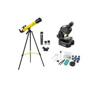 National Geographic Juego de telescopio y microscopio de aluminio negro/amarillo
