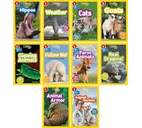 National Geographic Kids 10 Book Set Levels 1: Animal All-Stars, Animal Doctors, Animal Armor, Real Dragons!, Farm Animals, Follow Me!, Sigueme!, Glowing Animals, Goats, Favorite Animals Collection