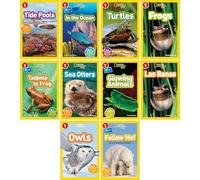 National Geographic Kids Readers Levels 1 & 2 (10 Book): Tide Pools, In the Ocean, Turtles, Frogs, Tadpole to Frog, Sea Otters, Las Ranas, Follow Me, Glowing Animals, Owls