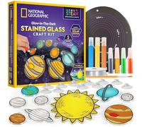 NATIONAL GEOGRAPHIC Kit de Arte para Ventanas para Niños - Sistema Solar "Vidrio Pintado" con Planetas que Brillan en la Oscuridad, Usar como Atrapasol en Ventana, Decoración Colgante, Móvil