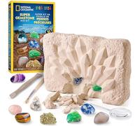 National Geographic Kit de Excavación de Gemas con 10 Auténticas Piedras Preciosas para Niños, Descubre Las Gemas con Herramientas de Excavación y una Lupa, Kits de Ciencia
