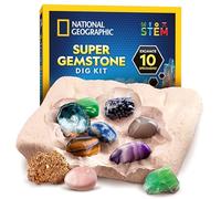 National Geographic - Kit de excavación de Gemas con 10 auténticas Piedras Preciosas para niños, descubre Las Piedras Preciosas con Herramientas de excavación y Lupa, Kits de Ciencia