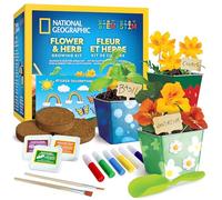 NATIONAL GEOGRAPHIC Kit de Jardinería para Niños - Macetas de Acero Inoxidable, Semillas, Pinturas y Pegatinas para Cultivar Flores y Hierbas