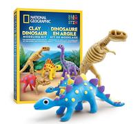 NATIONAL GEOGRAPHIC Kit de Manualidades con Dinosaurios de Arcilla - Con 5 Colores de Arcilla que se Seca al Aire, 5 Esqueletos de Dino, Herramienta y Ojos Móviles