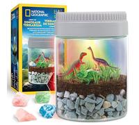 National Geographic Kit de Terrario de Dinosaurios para Niños - Terrario con Luz Multicolor LED, CREA un Hábitat con Plantas Reales, Juguete Educativo de Ciencia