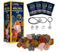 NATIONAL gEOgRAPHIc Rock Tumbling Refill - 1 Lb Mix of Rocks from Madagascar for Rock Polishers, 5 Jewelry Fastenings & Rock Polishing grit