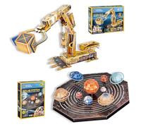 National Geographic - Sistema Solar para Niños + Construye Tu Brazo Hidraulico | Puzzle 3D Niños | Puzzle 3D Adultos | 173 Piezas | Maquetas para Montar