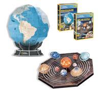 National Geographic - Sistema Solar para Niños + Globo Terráqueo | Puzzle 3D Niños | Puzzle 3D Adultos | 173 y 32 Piezas | Maquetas para Montar
