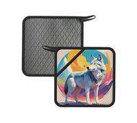 National Geographic Wolf - 2 almohadillas cuadradas de silicona antiquemaduras (7.1 x 7.1 pulgadas), almohadilla aislante para té, barbacoa y cocina,