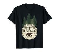 National Park Redwood California Vintage Forest Bear Emblema Camiseta