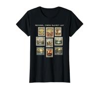 National Parks Bucket List USA Vintage Sellos Senderismo Camping Camiseta gráfica económica, Mujer, Negro, XS