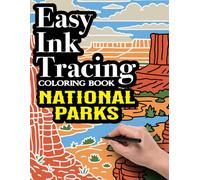 National Parks Easy Ink Tracing Coloring Book: One Color Coloring Book for Adults & Beginners | Fill Bold White Lines to Reveal Colorful Natural ... Designs for Stress Relief and Mindfulness