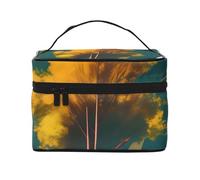 National Parks Sunshine Trees - Estuche de maquillaje portátil de viaje versátil con cremallera para bolsa de maquillaje de gran capacidad, poliéster, negro, talla única, Negro, One Size