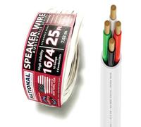 NATIONAL Wire&Cable - Cable de altavoz audiófilo 16/4 (25 pies) calibre 16 AWG, fabricado en Estados Unidos, cable de altavoz de audio de pared, clasificación CL/ETL, 2 conductores, cobre libre de