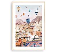 Nationcog Capadocia - Impresión artística con diseño de globo aerostático de Turquía, póster de viaje, regalo de inauguración de la casa en Europa (sin marco) (20 x 28 cm)