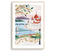 Nationcog Impresión Artística de Budapest y Hungría - Póster de Viaje - Arte de Pared y Decoración del Hogar